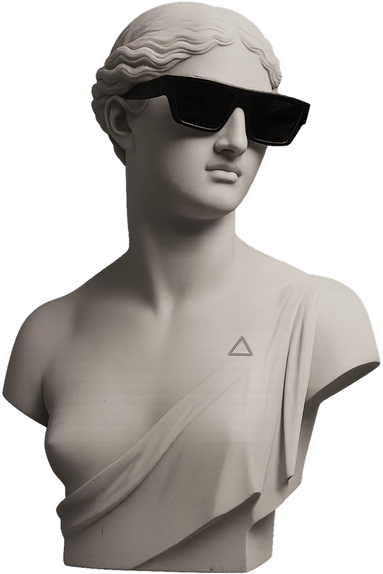 Skulptūra su akiniais nuo saulės